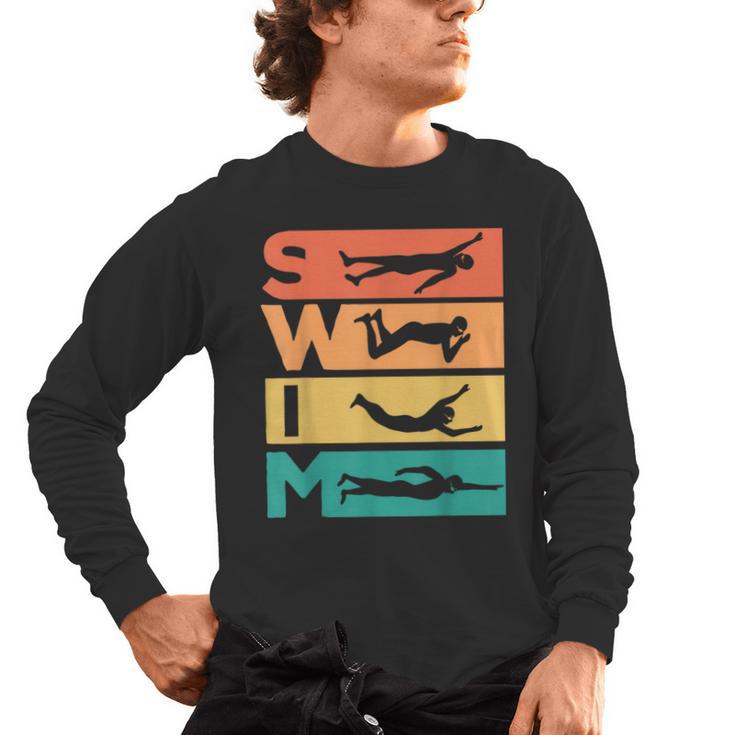 Retro Vintage Swimming For Swimmers Men's Long Sleeve T-Shirt