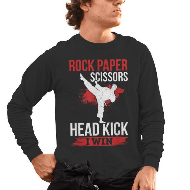 Rock Paper Scissors Head Kick I Win Muay Thai Men's Long Sleeve T-Shirt