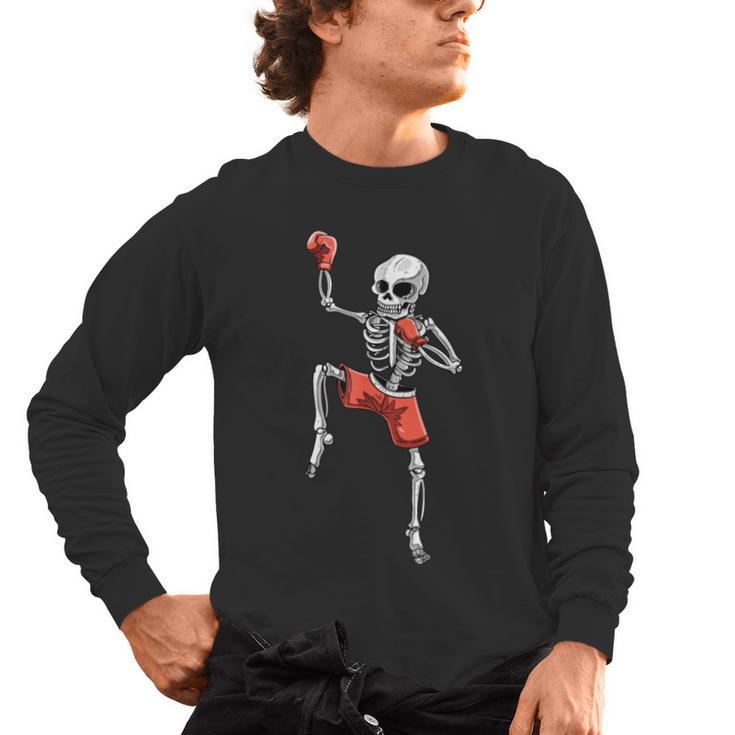 Skeleton Muay Thai Halloween Kickboxing MMA Fighter Costume Men's Long Sleeve T-Shirt