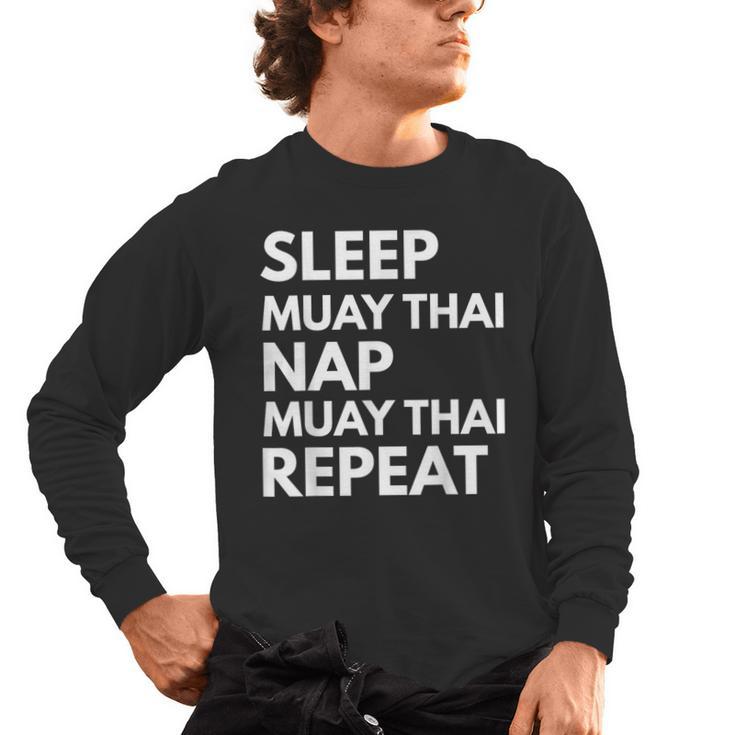 Sleep Nap Muay Thai Repeat Lover Martial Arts Men's Long Sleeve T-Shirt