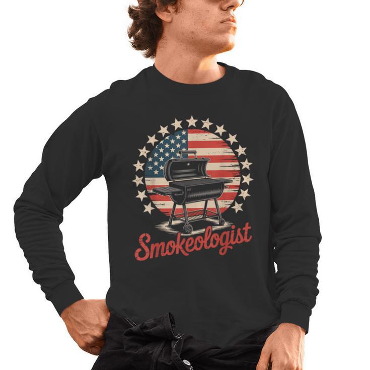 Smokeologist Grilling BBQ Dad Men's Long Sleeve T-Shirt