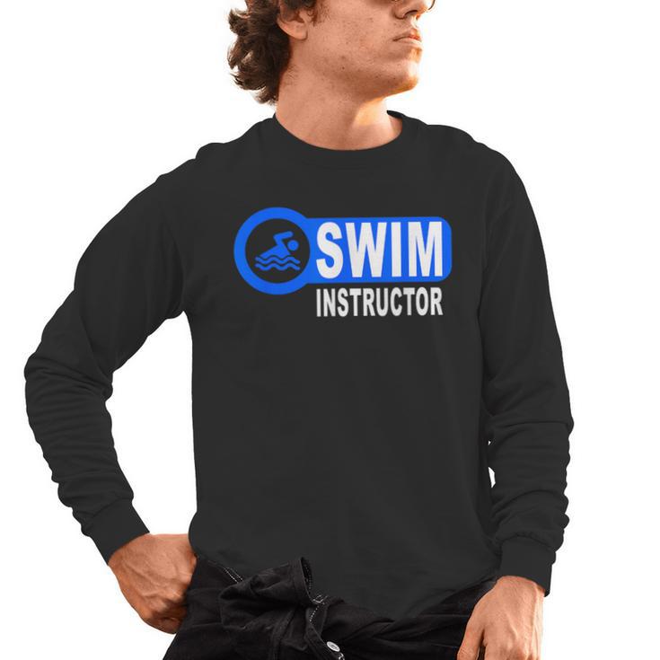 Swim Instructor Swimming Teacher Swimmer In Pool Graphic Art Men's Long Sleeve T-Shirt