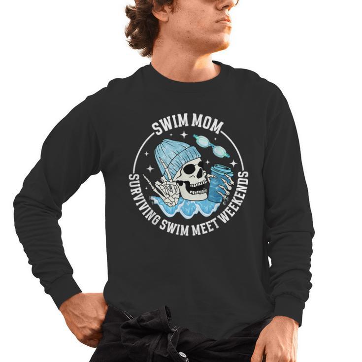 Swim Meets Swim Mom Of A Swimmer Mom Swim Mama Swimming Mom Men's Long Sleeve T-Shirt