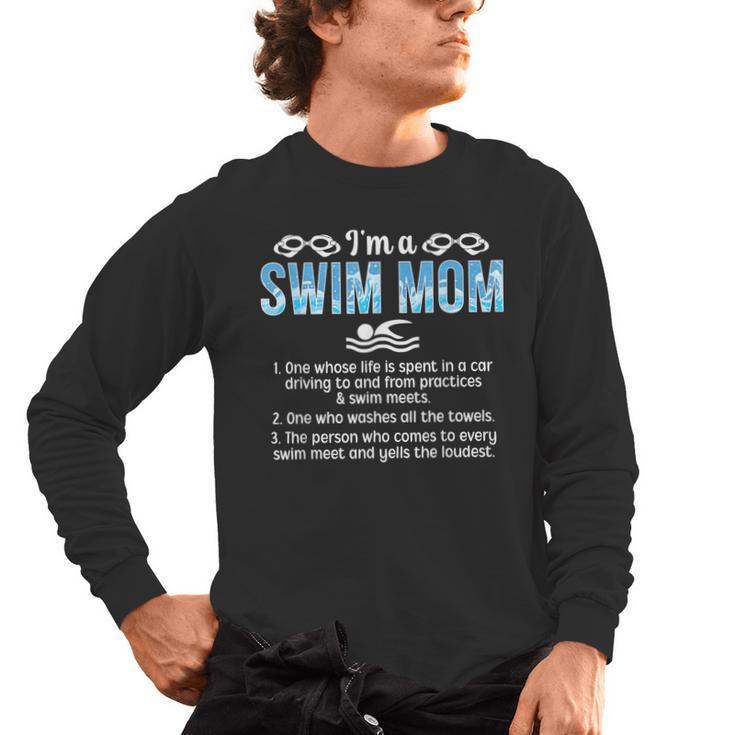 Swim Mom Definition Swimming Mom Of A Swimmer Mama Men's Long Sleeve T-Shirt