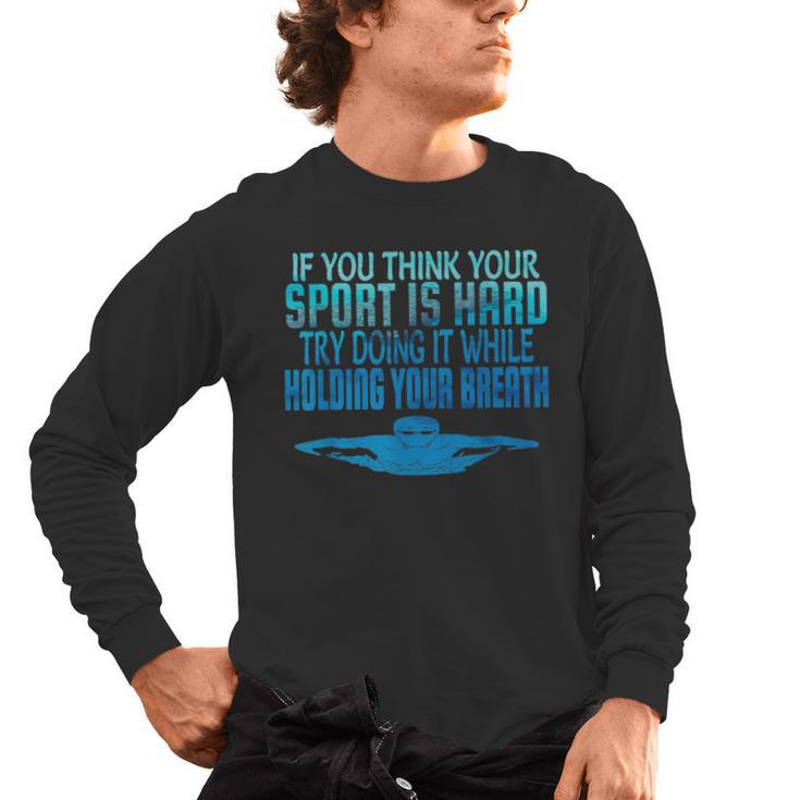 Swim Swimmer Tshirt Swimming Shirt Sport Practice Tee Men's Long Sleeve T-Shirt