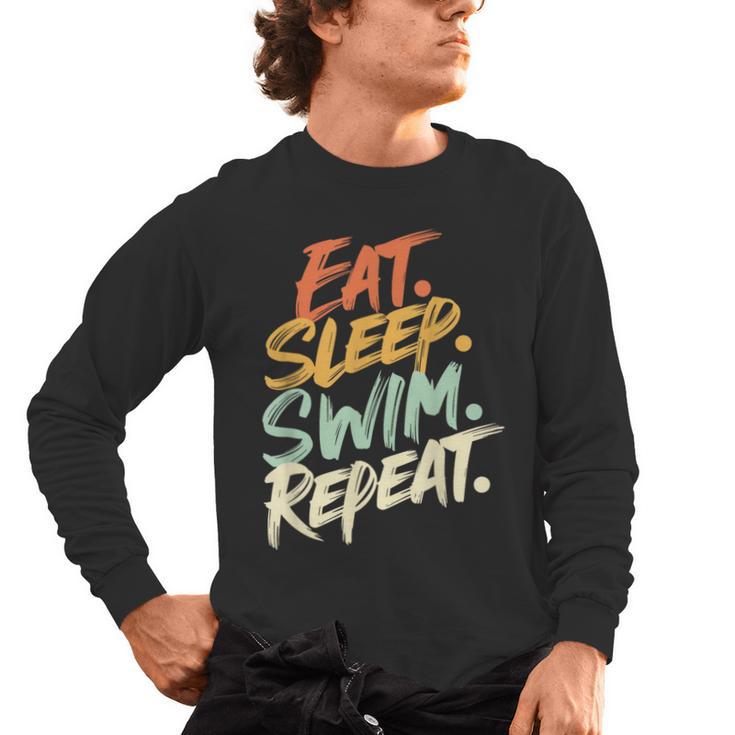 Swimmer Eat Sleep Swim Repeat I Swimming Men's Long Sleeve T-Shirt