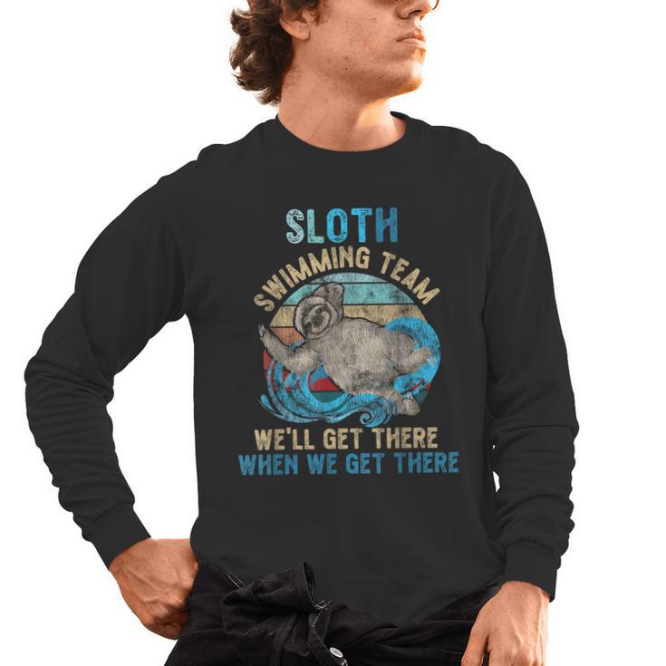 Swimmer Swim Sloth Swimming Team Retro Men's Long Sleeve T-Shirt