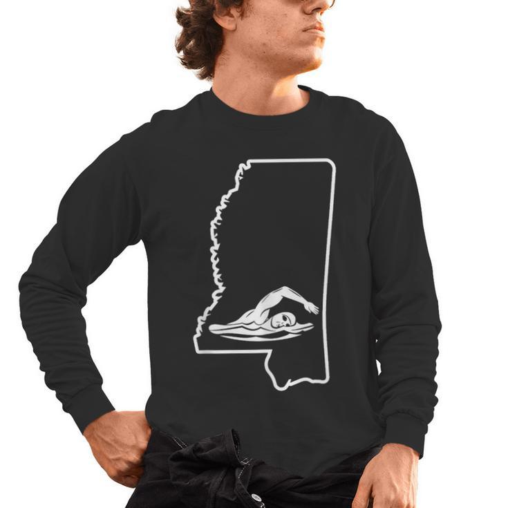 Swimming Apparel Mississippi Swimmer Training Men's Long Sleeve T-Shirt