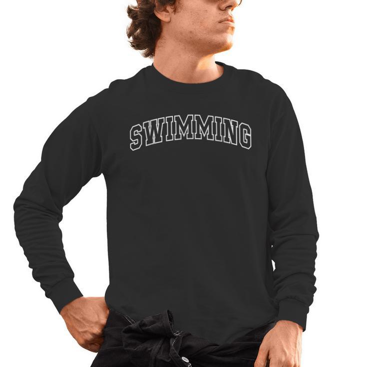 Swimming Athletic Lettering Swimmer Coach Men's Long Sleeve T-Shirt