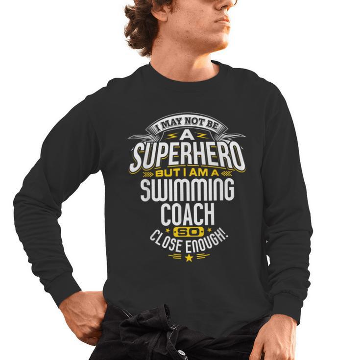 Swimming Coach TShirt Idea Superhero Swimming Shirt Men's Long Sleeve T-Shirt