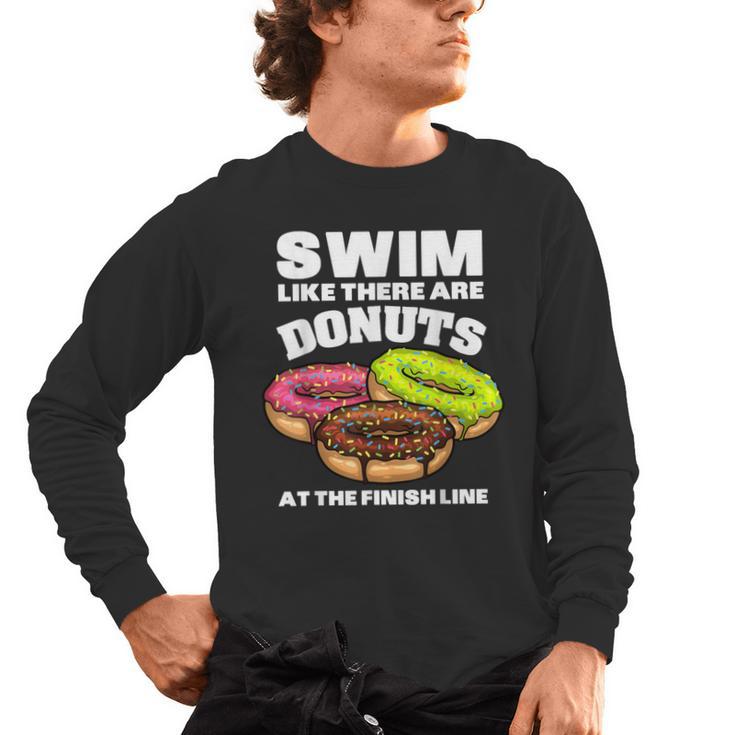Swimming Donut Men Women Swimmer Sports Athlete Men's Long Sleeve T-Shirt