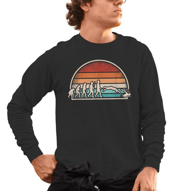 Swimming Evolution Retro Swim Swimmer Men Women Men's Long Sleeve T-Shirt