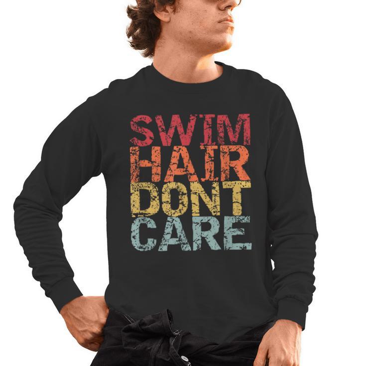 Swimming Pool Diving Sport Swimmer Swim Hair Dont Care Men's Long Sleeve T-Shirt