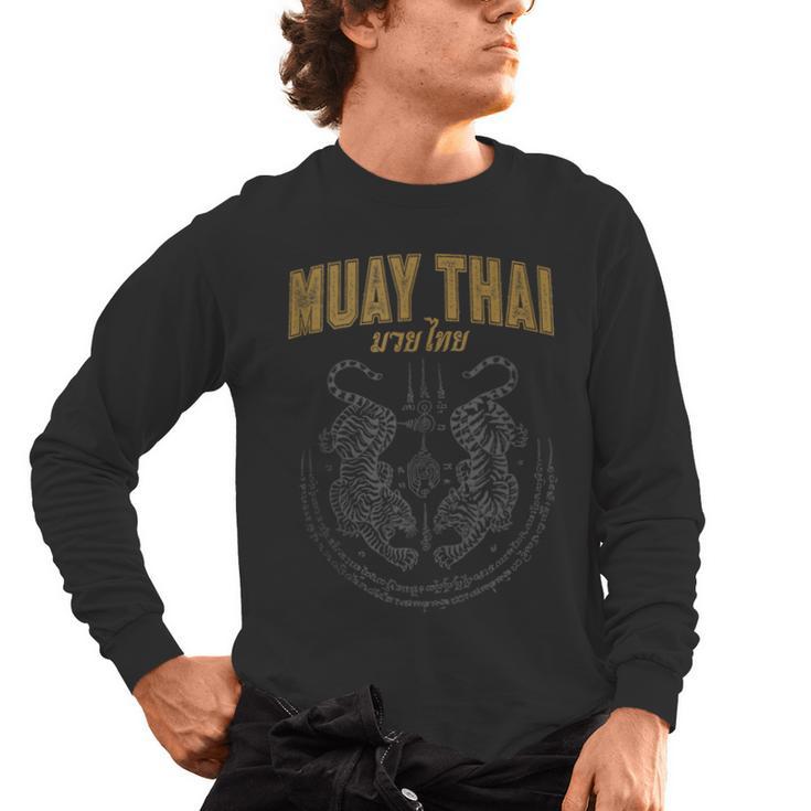 Twin Tiger Sak Yant Muay Thai Tank Top Men's Long Sleeve T-Shirt