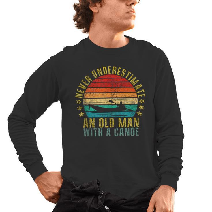 Never Underestimate An Old Man With a Canoe Retro Sleeveless Men's Long Sleeve T-Shirt