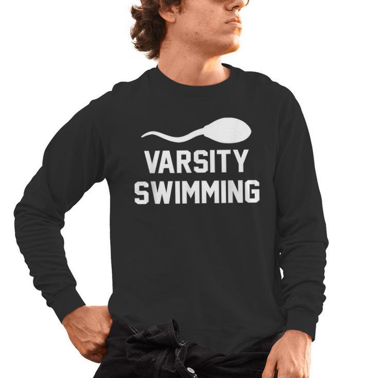 Varsity Swimming For Men Women Men's Long Sleeve T-Shirt