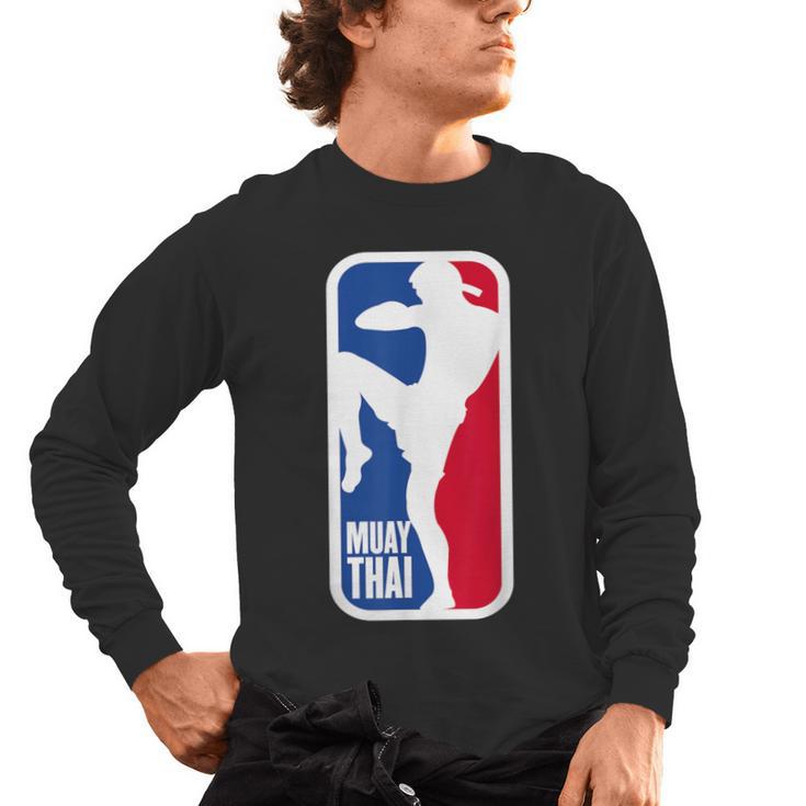 Vintage Muay Thai Fighter MMA Street Fight Kickboxing Club Men's Long Sleeve T-Shirt