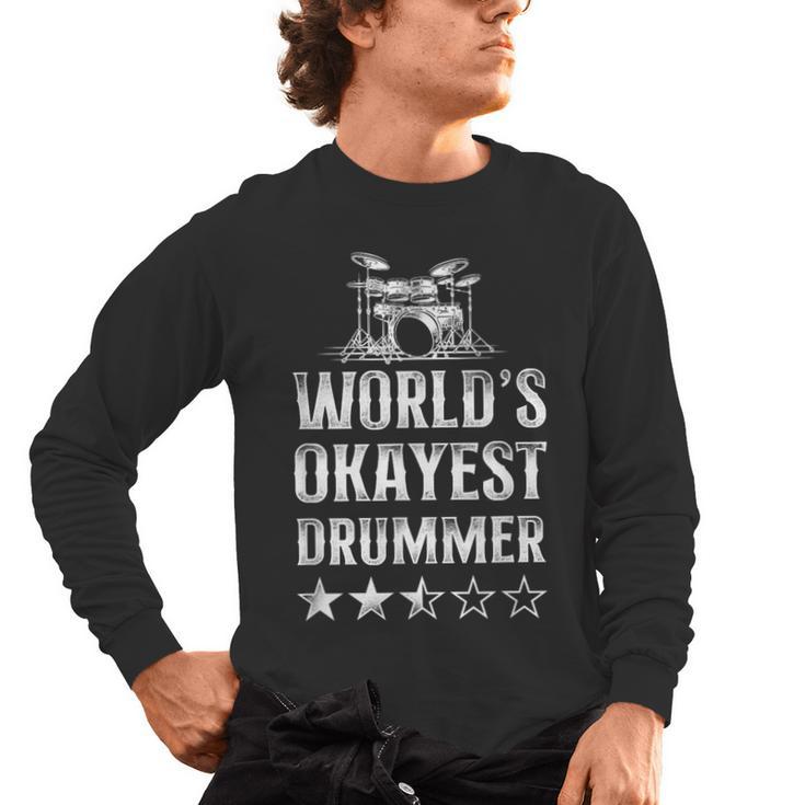Vintage World'S Okayest Drummer Drum Kit Men's Long Sleeve T-Shirt