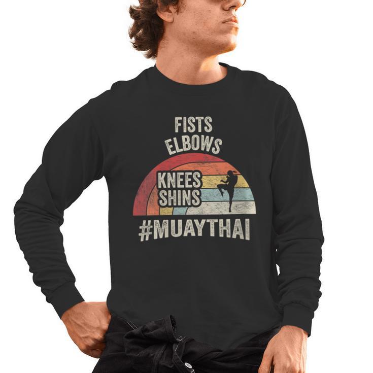 Women's Retro Muay Thai Martial Arts Fighter Graphic Men's Long Sleeve T-Shirt