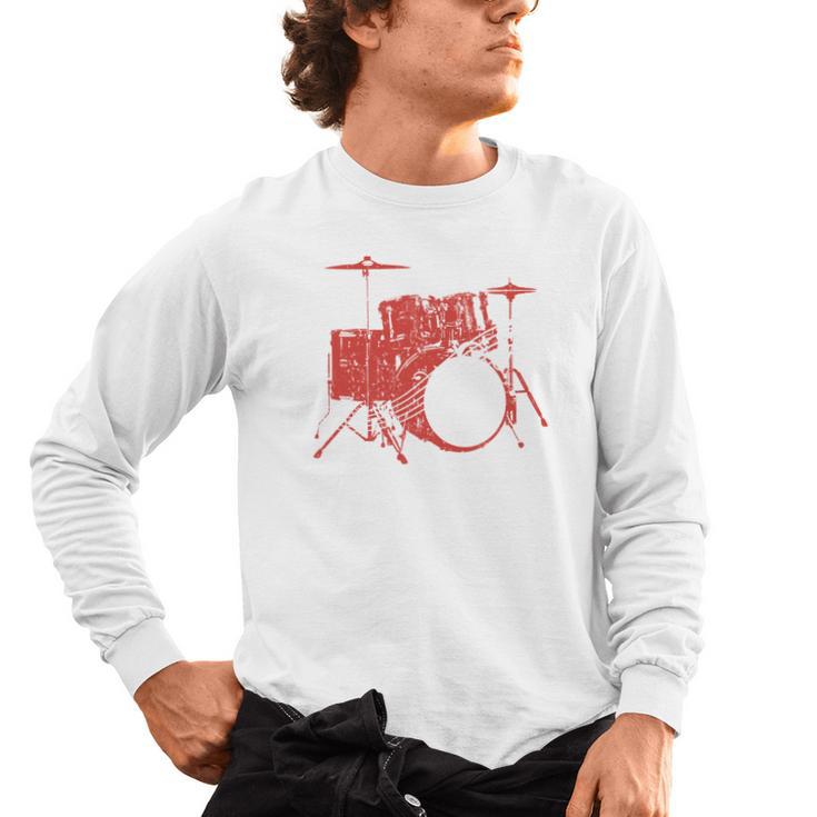Drum Kit Drummer Band Musical Instrument Rock Music Men's Long Sleeve T-Shirt