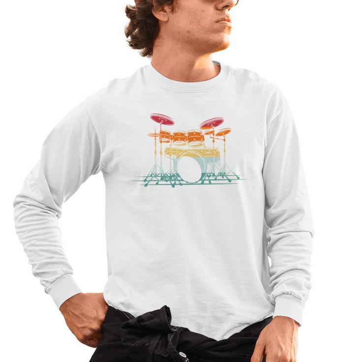 Drum Kit Musical Retro Instrument Musician Men's Long Sleeve T-Shirt