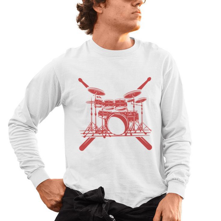 Drum Kit Percussion For Drummer Percussionist Musician Sweatshirt Men's Long Sleeve T-Shirt