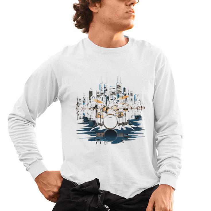 Drumset Drum Kit Music Drummer Drumming Men's Long Sleeve T-Shirt