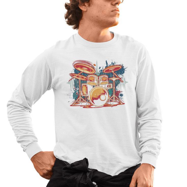 Dynamic Drum Kit For Drummers And Rock Music Lovers Sweatshirt Men's Long Sleeve T-Shirt