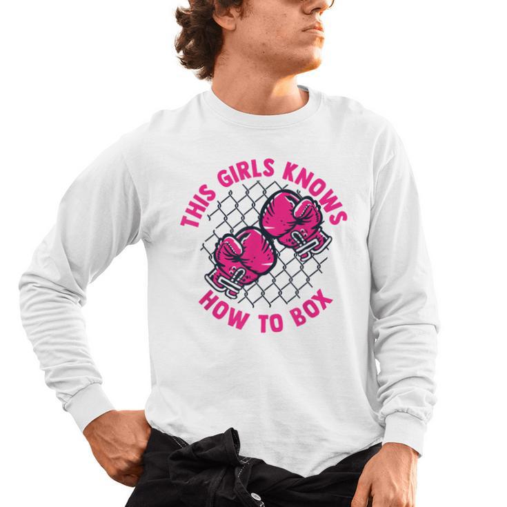 This Girl Knows How To Box Muay Thai Kickboxer Fan Boxing Men's Long Sleeve T-Shirt