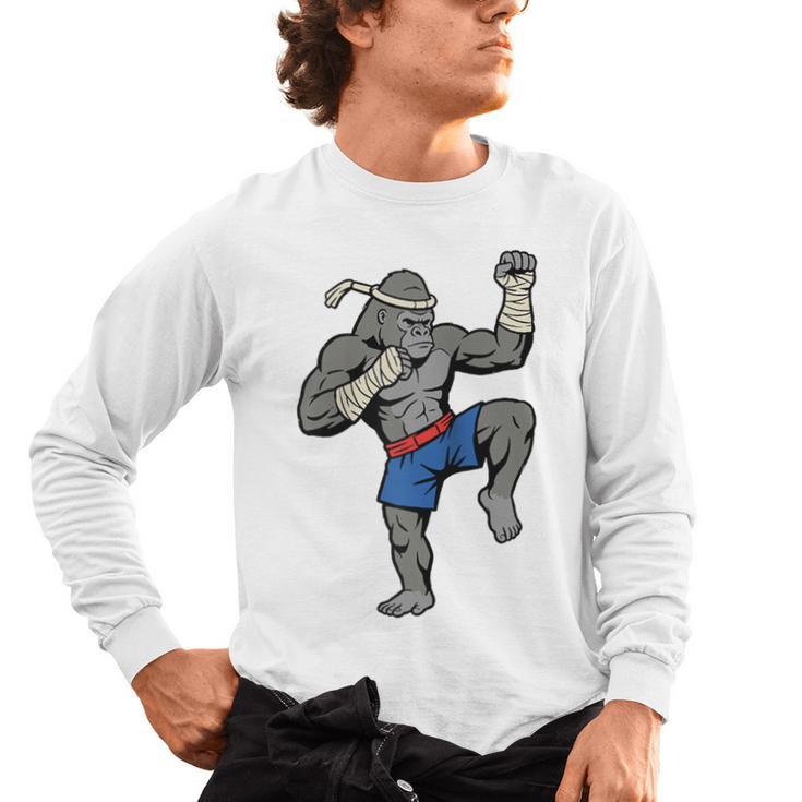 Gorilla Muay Thai Combat Sport Fighter Martial Arts 8 Limbs Raglan Baseball Tee Men's Long Sleeve T-Shirt