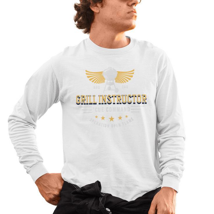 Grill Instructor BBQ Dad – 'Cue Command Op Open Flame Father Men's Long Sleeve T-Shirt