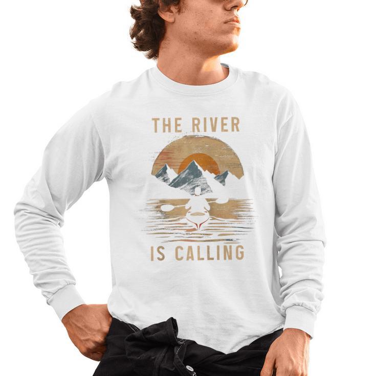 Kayak Kayak Vintage Mountains Canoe Kayak Raglan Baseball Tee Men's Long Sleeve T-Shirt