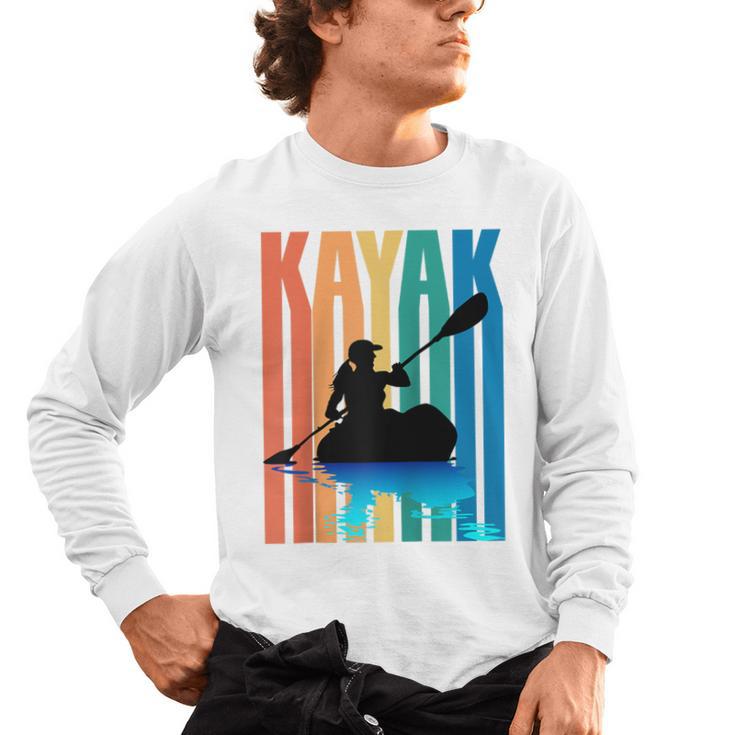 Kayaking Kayak Retro Art Canoe Raglan Baseball Tee Men's Long Sleeve T-Shirt