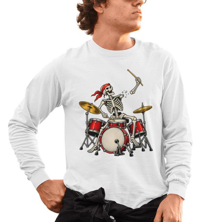 Skeleton Drummer Skull Drum Kit Halloween Men's Long Sleeve T-Shirt