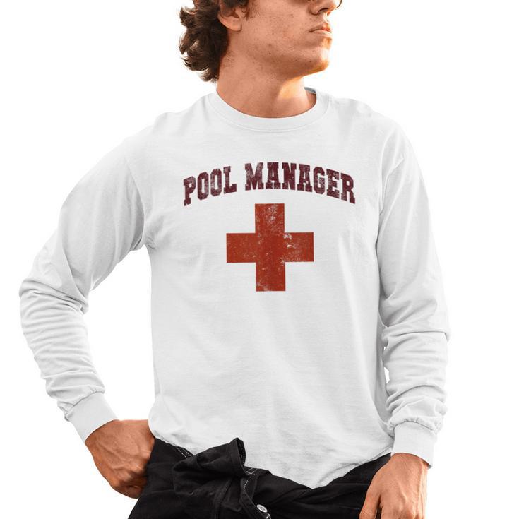 Swimming Pool Manager Beach Vacay Lifeguards Swim Cruise Men's Long Sleeve T-Shirt