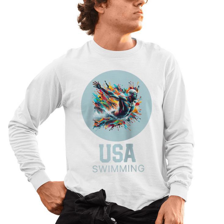 SWIMMING SPORT COMPETITIVE SWIM Raglan Baseball Tee Men's Long Sleeve T-Shirt