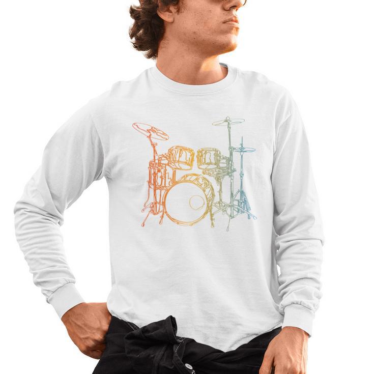 Vintage Drummer Drum Kit Men's Long Sleeve T-Shirt