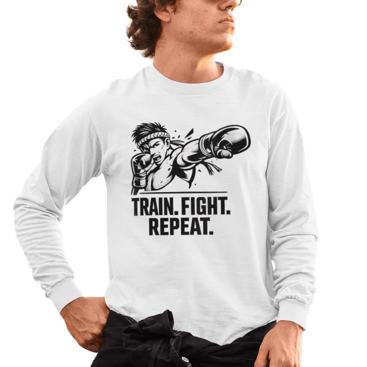 Women's Train Fight Repeat Nak Muay Thai Boxing Fighter Men's Long Sleeve T-Shirt
