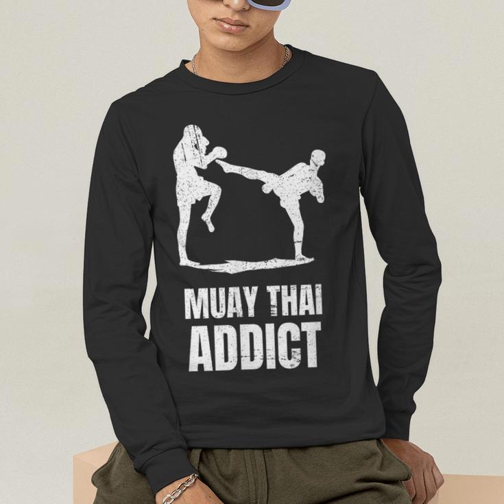 Addicted To Muay Thai Graphic Shirt Men's Long Sleeve T-Shirt Addicted To Muay Thai Graphic Shirt Men's Long Sleeve T-Shirt