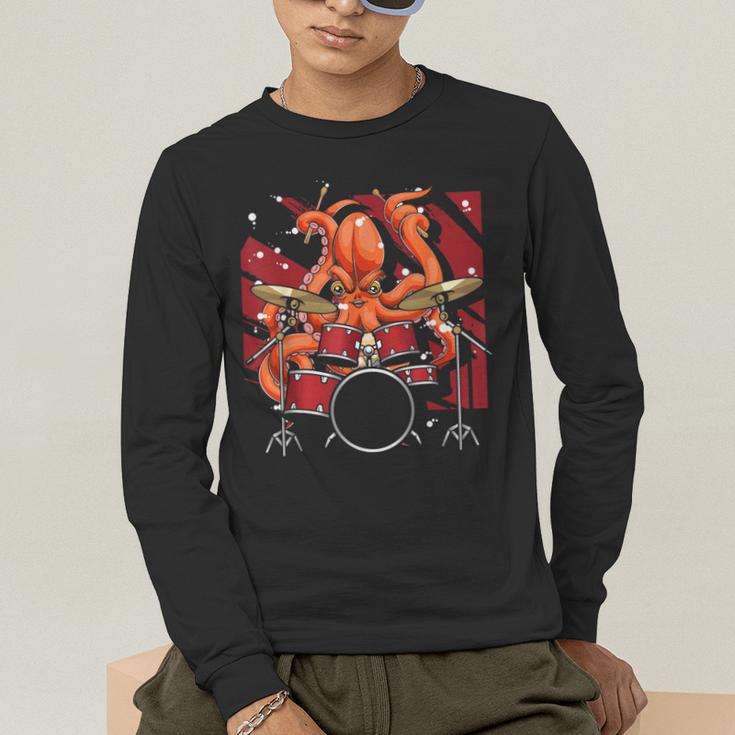 Animal Octopus Musician Drum Kit Octopus Drummer Men's Long Sleeve T-Shirt Animal Octopus Musician Drum Kit Octopus Drummer Men's Long Sleeve T-Shirt