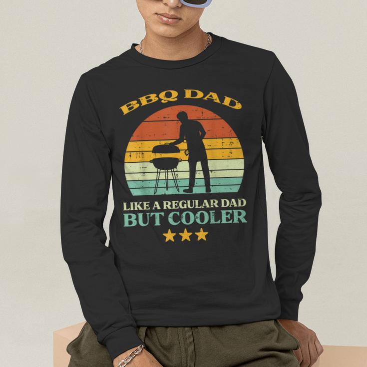 Bbq Dad Cooler Retro Barbecue Grill Fathers Day Daddy Papa Men's Long Sleeve T-Shirt