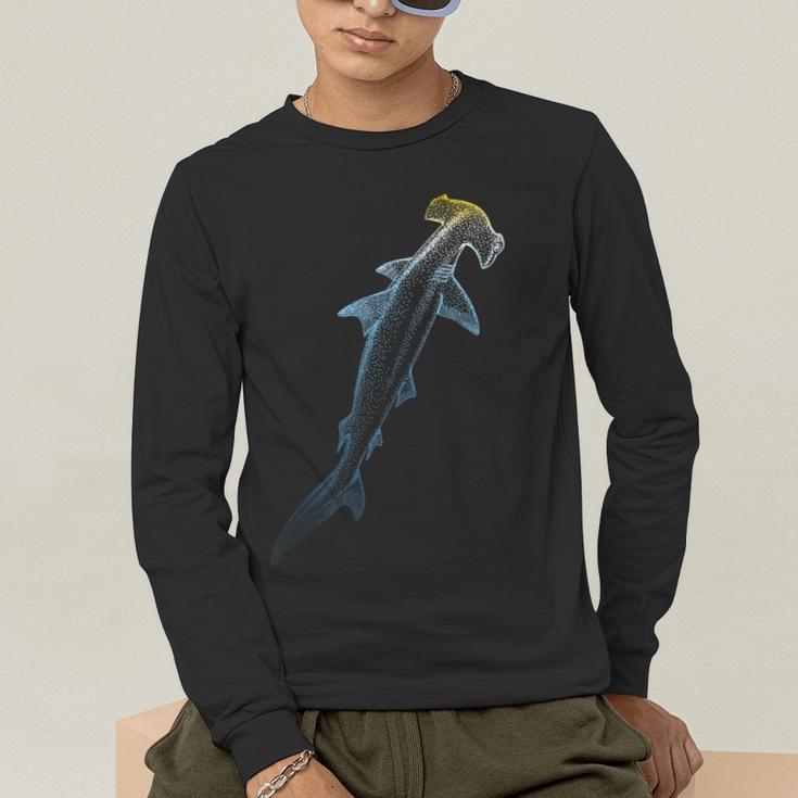Beautiful Colors Swimming Hammerhead Shark Lovers Men's Long Sleeve T-Shirt