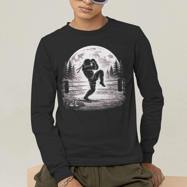 Bigfoot Muay Thai Boxer Martial Arts Sasquatch Men's Long Sleeve T-Shirt
