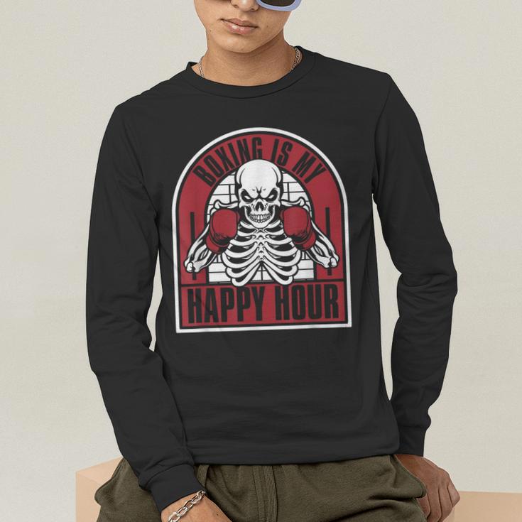 Boxing Is My Happy Hour Muay Thai Kickboxer Fan Boxing Men's Long Sleeve T-Shirt