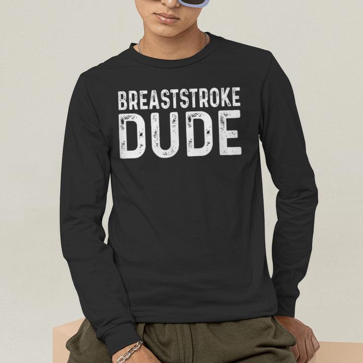 Breaststroke Swimming Dude Distressed Swim Swimmer Pool Men's Long Sleeve T-Shirt Breaststroke Swimming Dude Distressed Swim Swimmer Pool Men's Long Sleeve T-Shirt