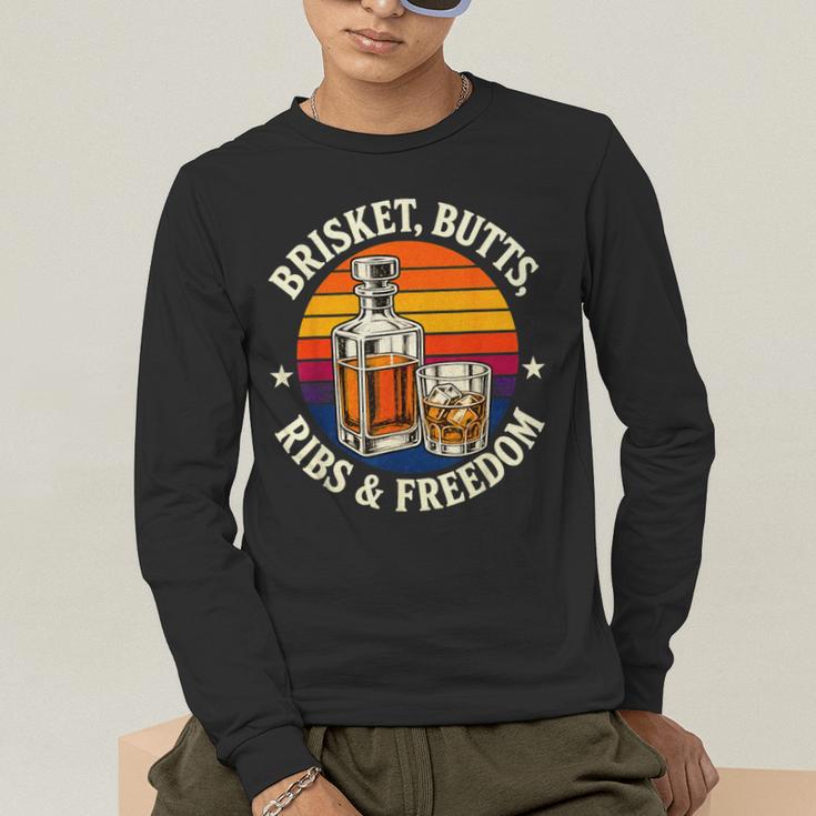 Brisket Butts Ribs And Freedom BBQ Dad Men's Long Sleeve T-Shirt Brisket Butts Ribs And Freedom BBQ Dad Men's Long Sleeve T-Shirt