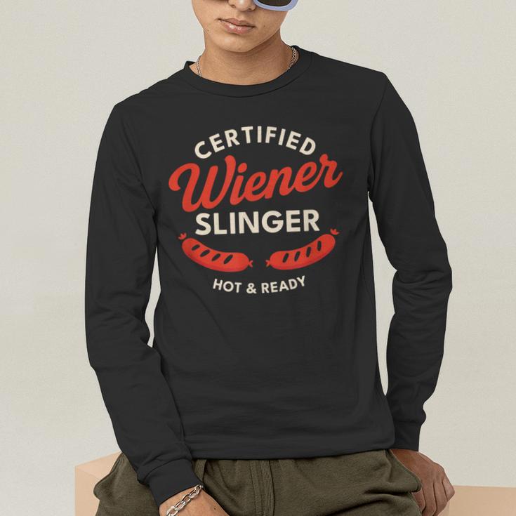Certified Wiener Slinger BBQ Dad 4th Of July Men's Long Sleeve T-Shirt
