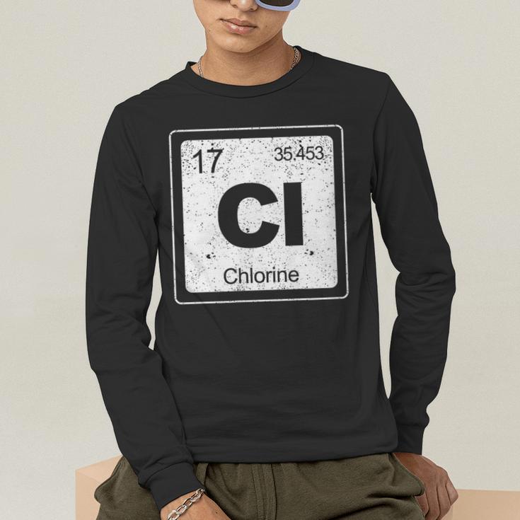 Chlorine Periodic Table Symbol Chemistry Swimming Dive Men's Long Sleeve T-Shirt Chlorine Periodic Table Symbol Chemistry Swimming Dive Men's Long Sleeve T-Shirt
