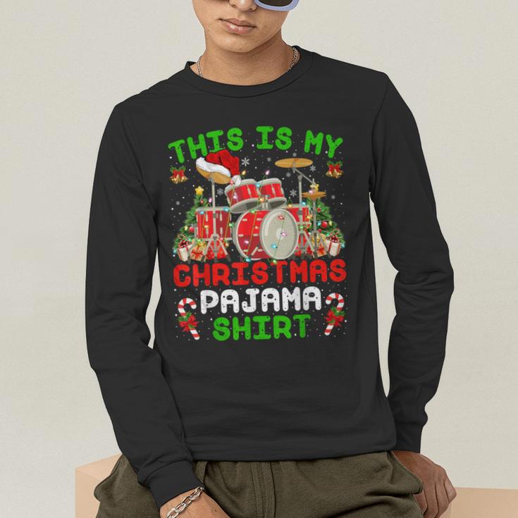 This Is My Christmas Pajama Shirt Drum Kit Christmas Men's Long Sleeve T-Shirt This Is My Christmas Pajama Shirt Drum Kit Christmas Men's Long Sleeve T-Shirt