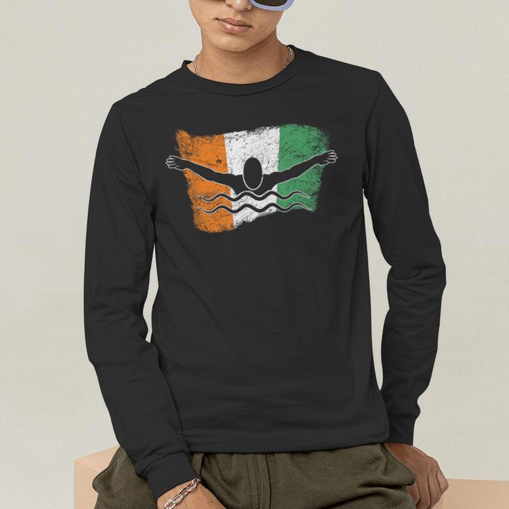 Cool Ireland Flag Vintage Irish Flag Swimmer Fly Swimming Men's Long Sleeve T-Shirt Cool Ireland Flag Vintage Irish Flag Swimmer Fly Swimming Men's Long Sleeve T-Shirt